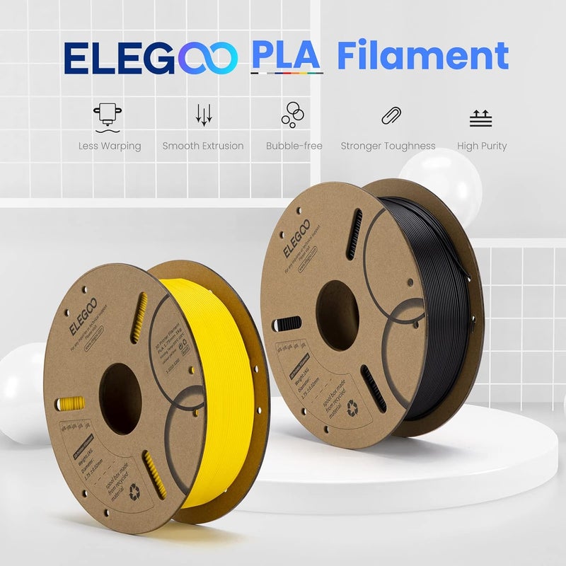 ELEGOO حزمة خيوط PLA بقطر 1.75 مم 4 كجم، أسود وأبيض، خيوط طابعة ثلاثية الأبعاد بالجملة بدقة أبعاد +/- 0.02 مم، 4 عبوات 1 كجم على بكرة كرتونية (2.2 رطل) تناسب معظم طابعات FDM ثلاثية الأبعاد - Image 2